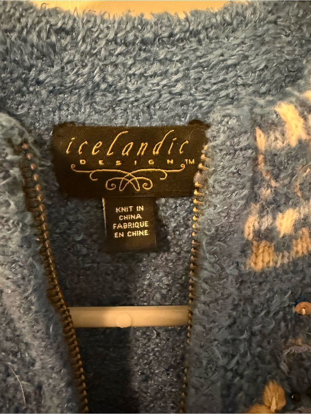 Icelandic Design Blue Embroidered Nordic Zip Holidays Sweater – Size Small - Picture 4 of 8